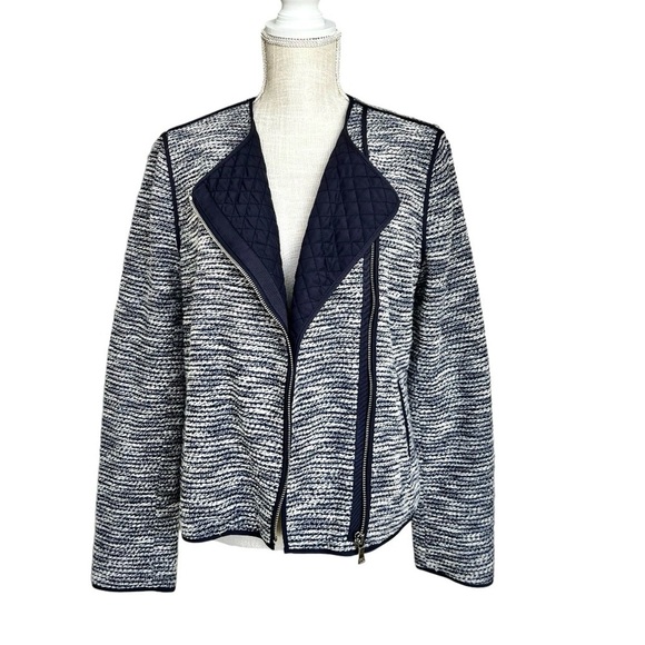 Ann Taylor women's Asymmetric Moto Full Zip Jacket Size 8 - Picture 1 of 10